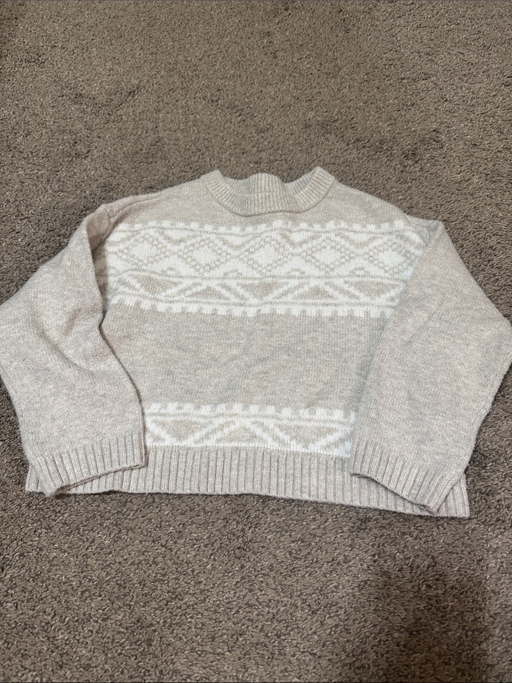 Old Navy Cozy Cream Patterned Sweater